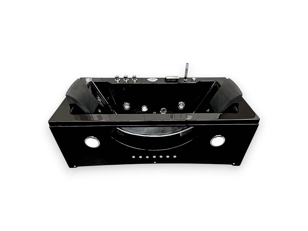Black Rectangular Whirlpool Bath 180x90cm Luxury Jetted Tub – Hypnotic