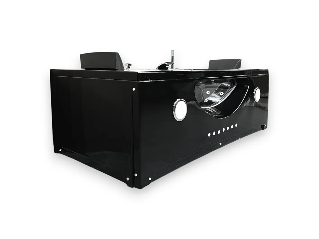 Black Rectangular Whirlpool Bath 180x90cm Luxury Jetted Tub – Hypnotic