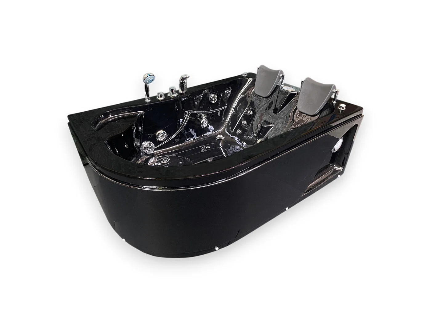Black Whirlpool Bath 170x115cm for 2 Persons 15 Jets Radio – Black Varadero