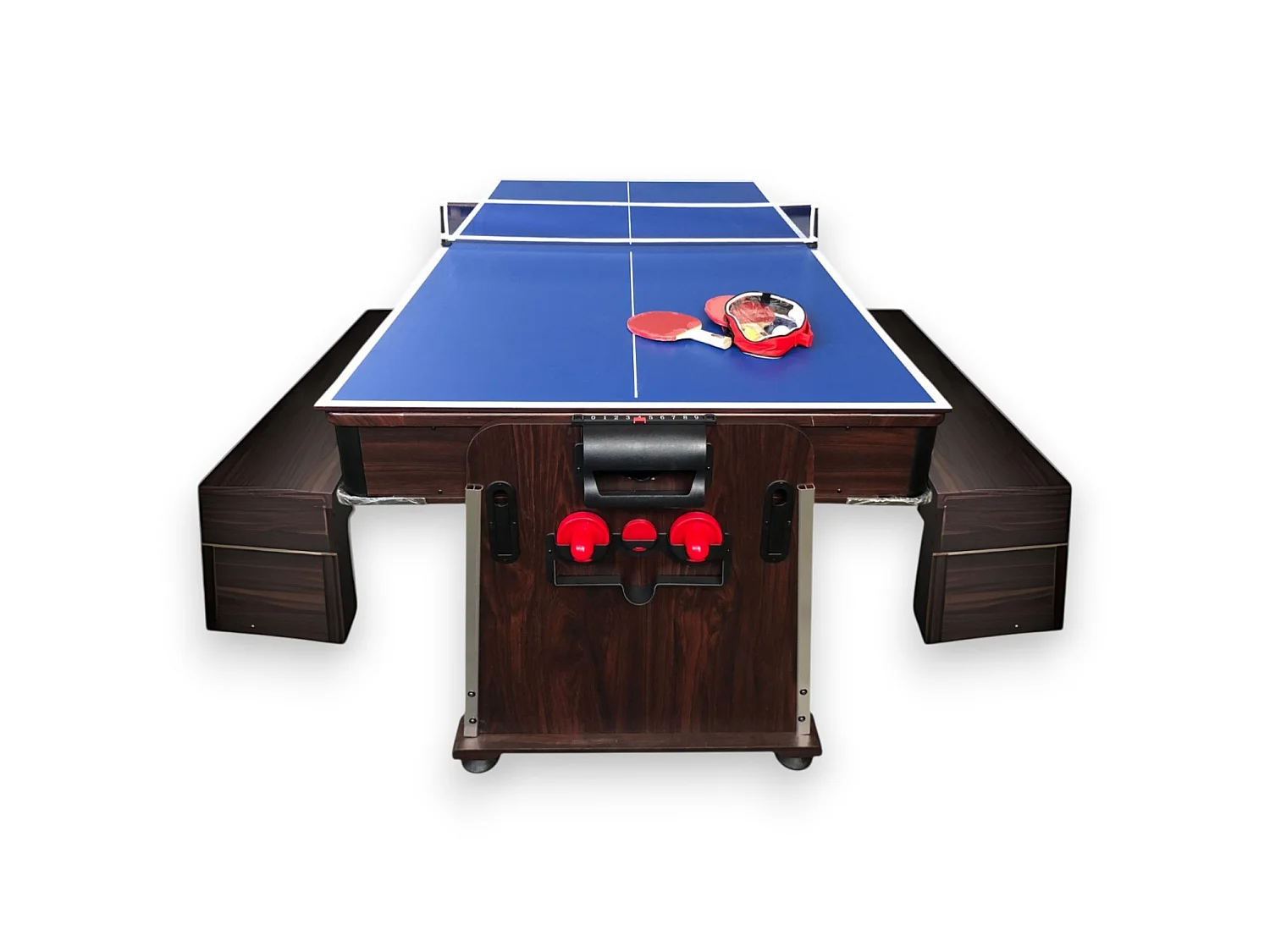 7FT 4-in-1 Dining Pool Table with Benches – Multi Game – Green Cloth – Mattew