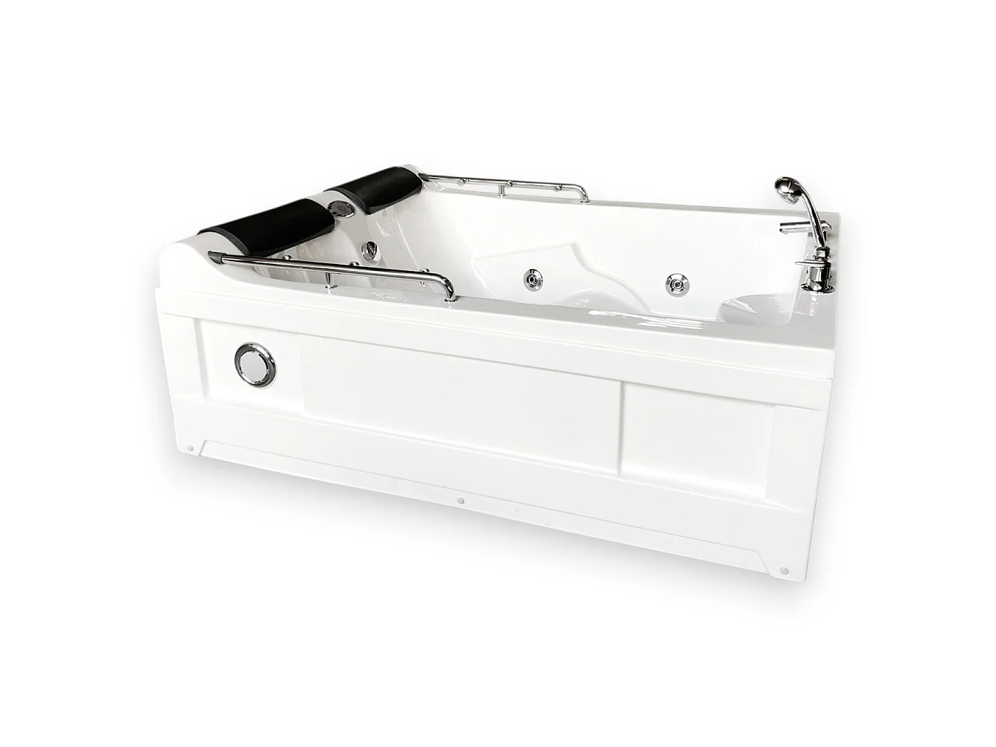 White Whirlpool Bath 175x132cm for 2 Persons 14 Jets LED Lights – Mimi