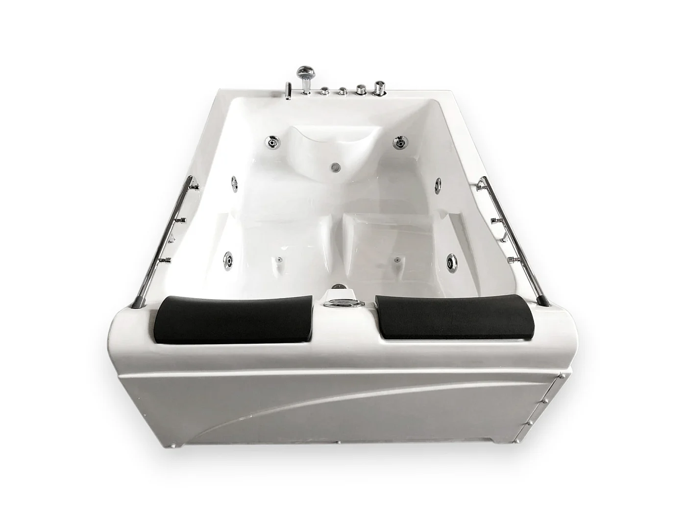 White Whirlpool Bath 175x132cm for 2 Persons 14 Jets LED Lights – Mimi