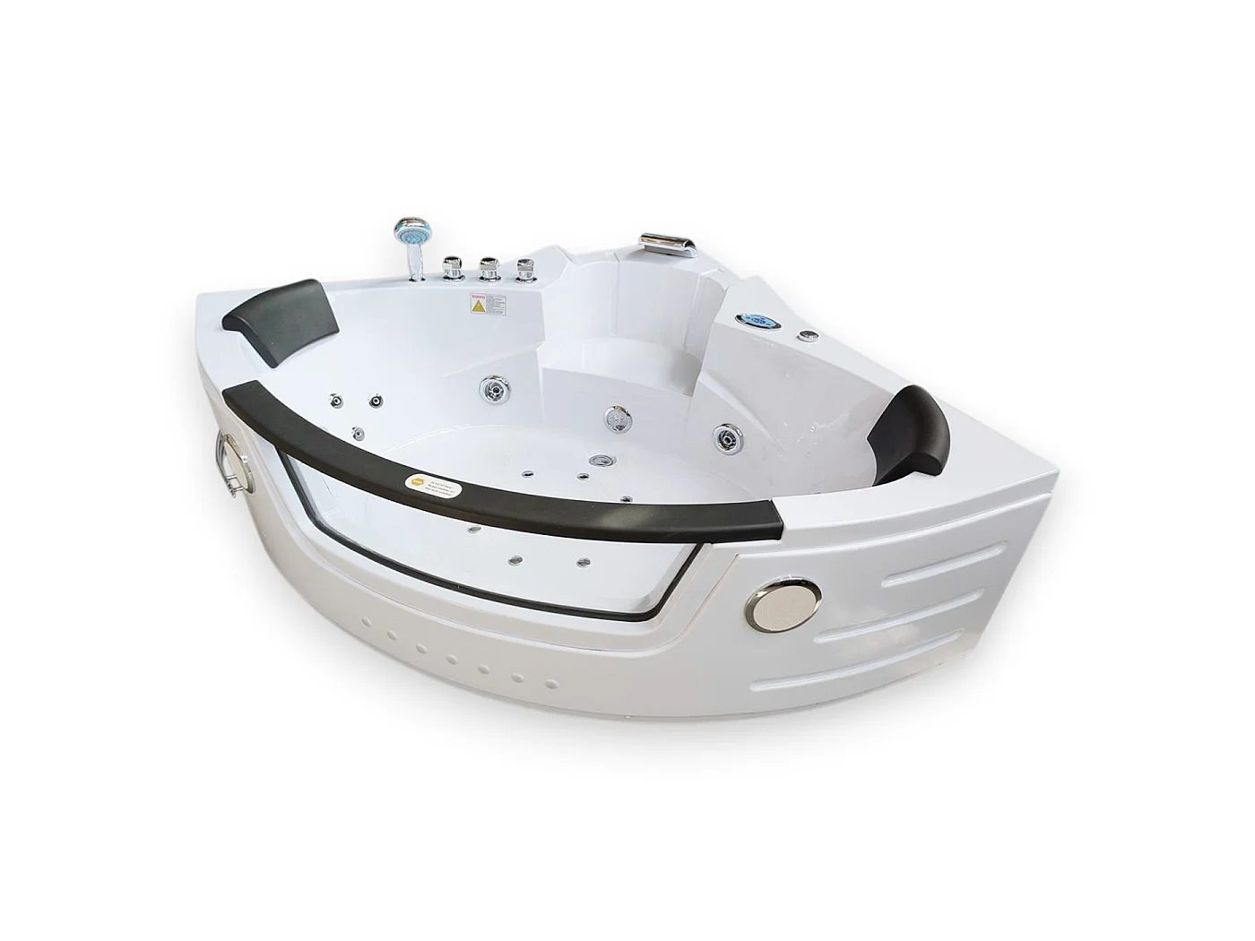 Corner Whirlpool Bath 140x140cm with Front Glass & LED Lighting – SantAngels