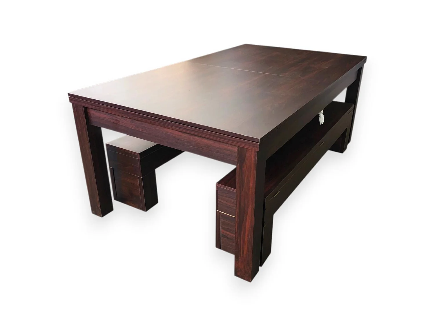7FT Dining Pool Table with 2 Storage Benches – Rich Blue