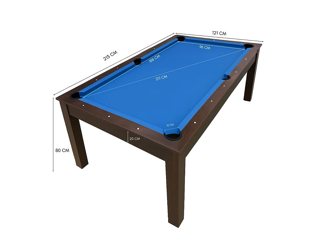 7FT Dining Pool Table with 2 Storage Benches – Rich Blue