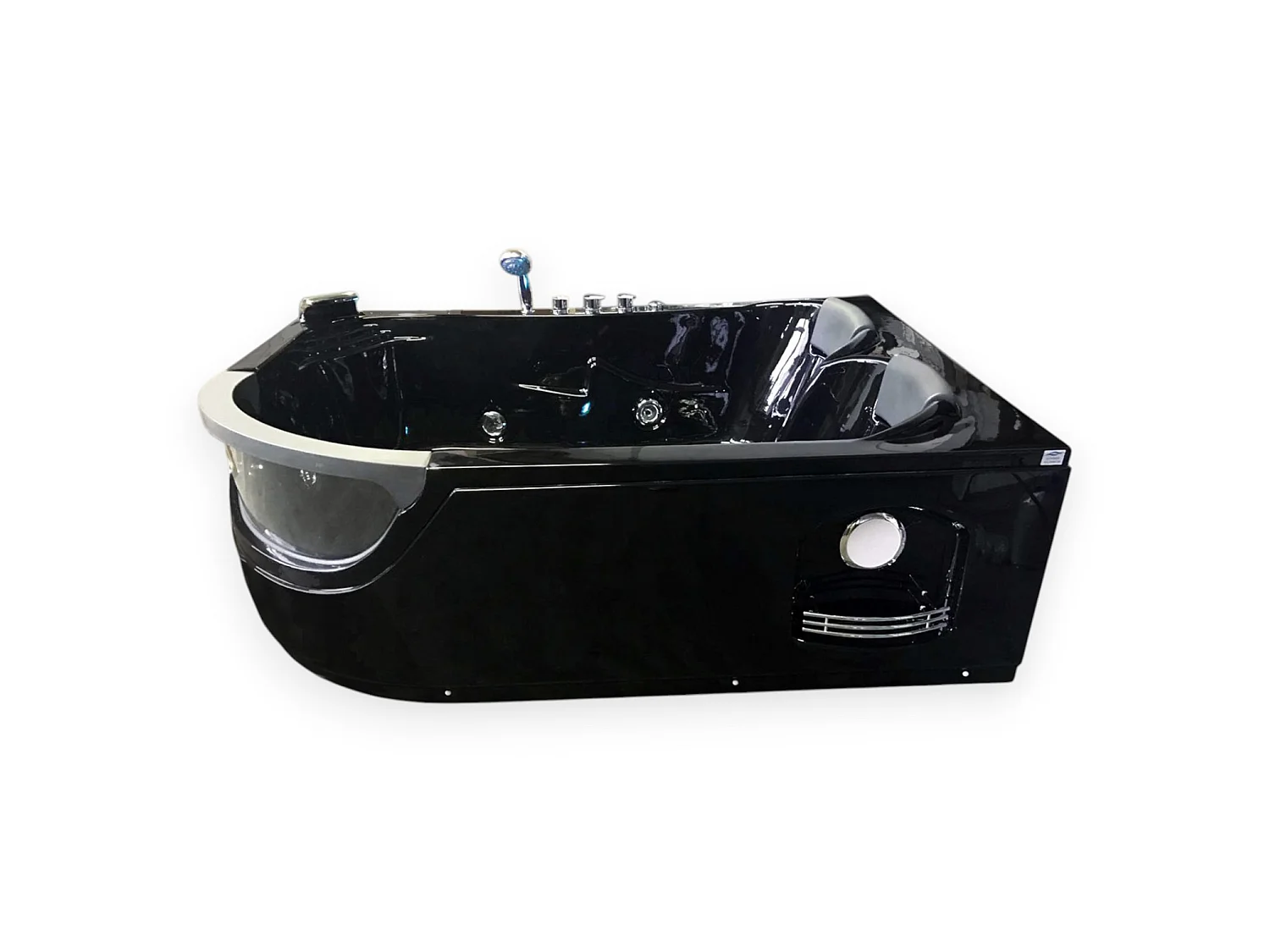 Black Whirlpool Bath 180x120cm for 2 Persons 8 Jets LED Lights – Orion
