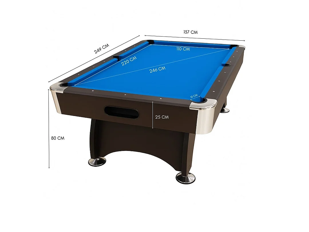 8FT Pool Table with Storage Benches & Ball Return – Vintage Blue