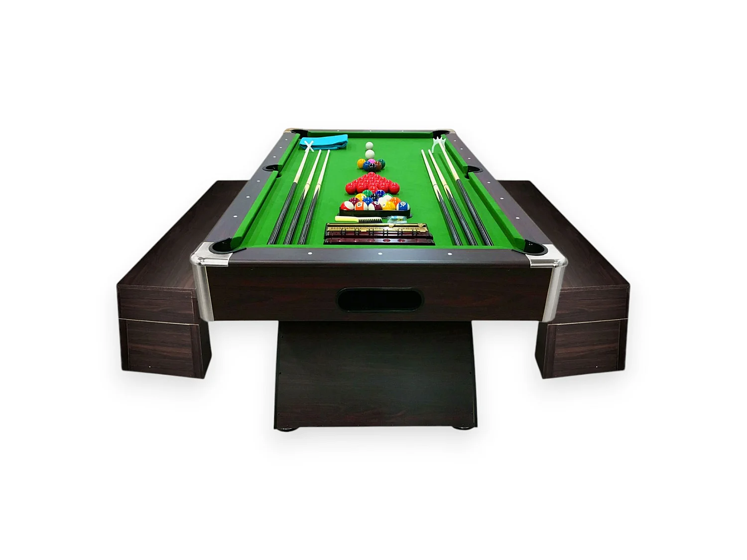 8FT Modern Pool Table with 2 Storage Benches – Leonida