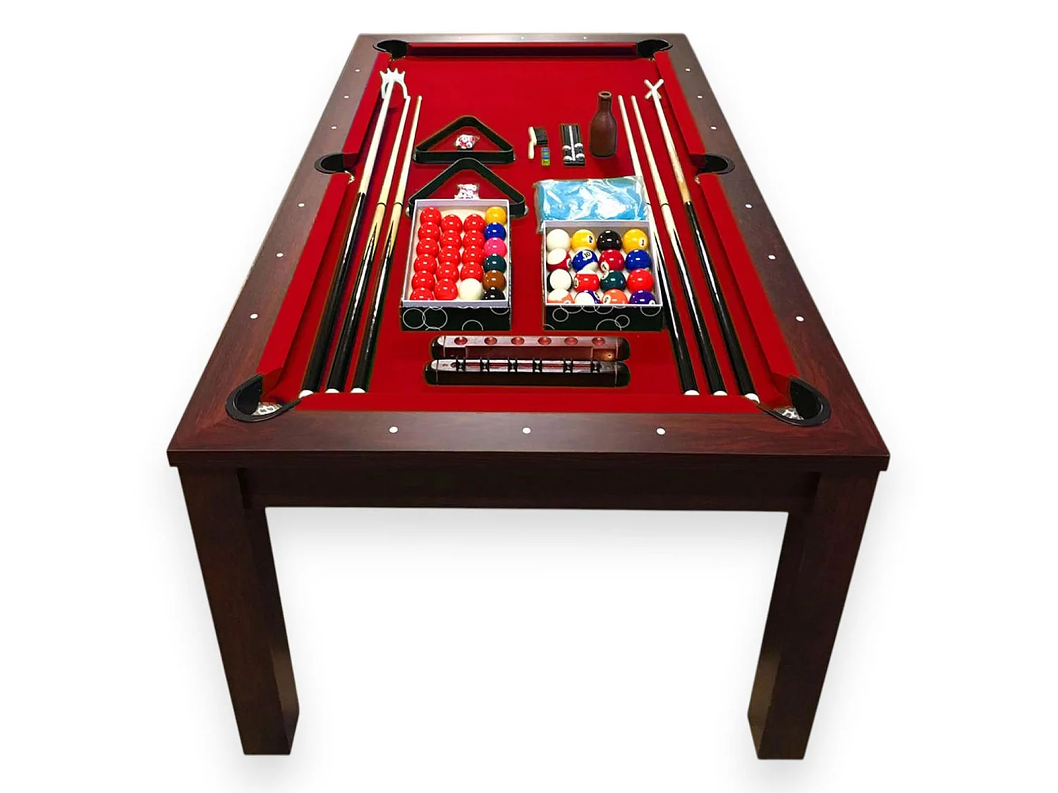 7FT Dining Pool Table 2-in-1 Convertible Billiard Table – Vulcan Red