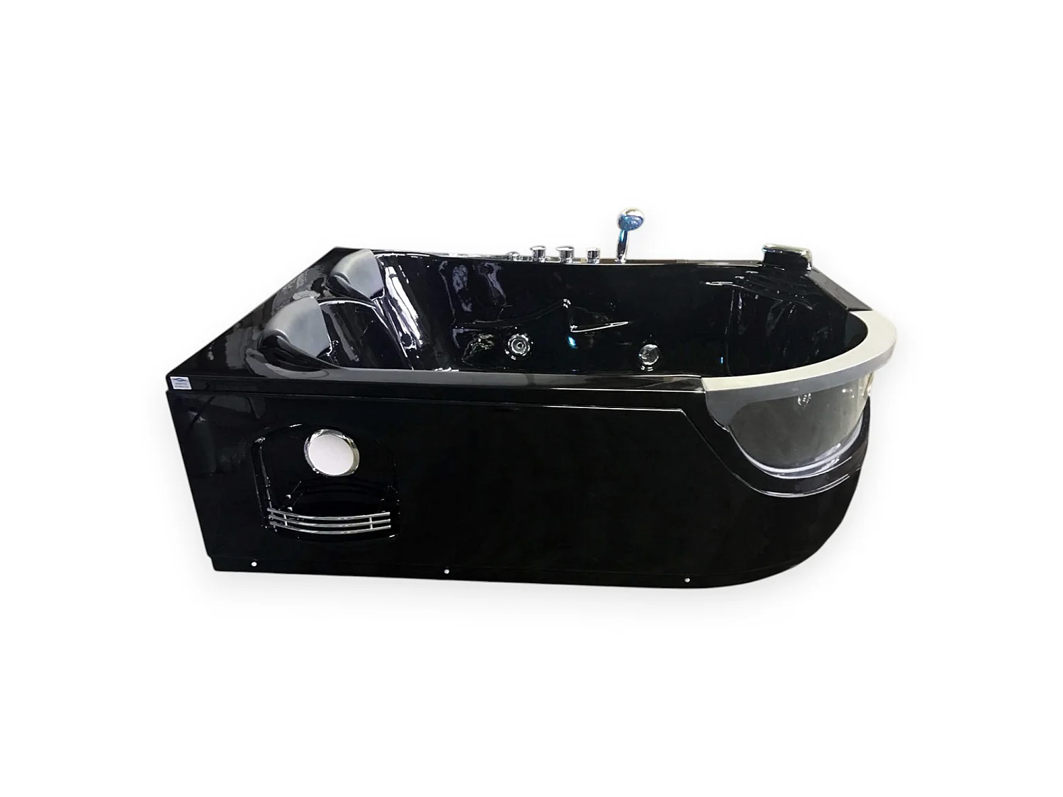 Black Whirlpool Bath 180x120cm for 2 Persons LED Lighting – Pegaso