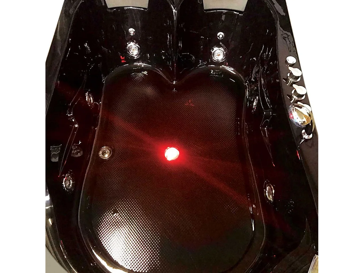 Black Whirlpool Bath 180x120cm for 2 Persons LED Lighting – Pegaso