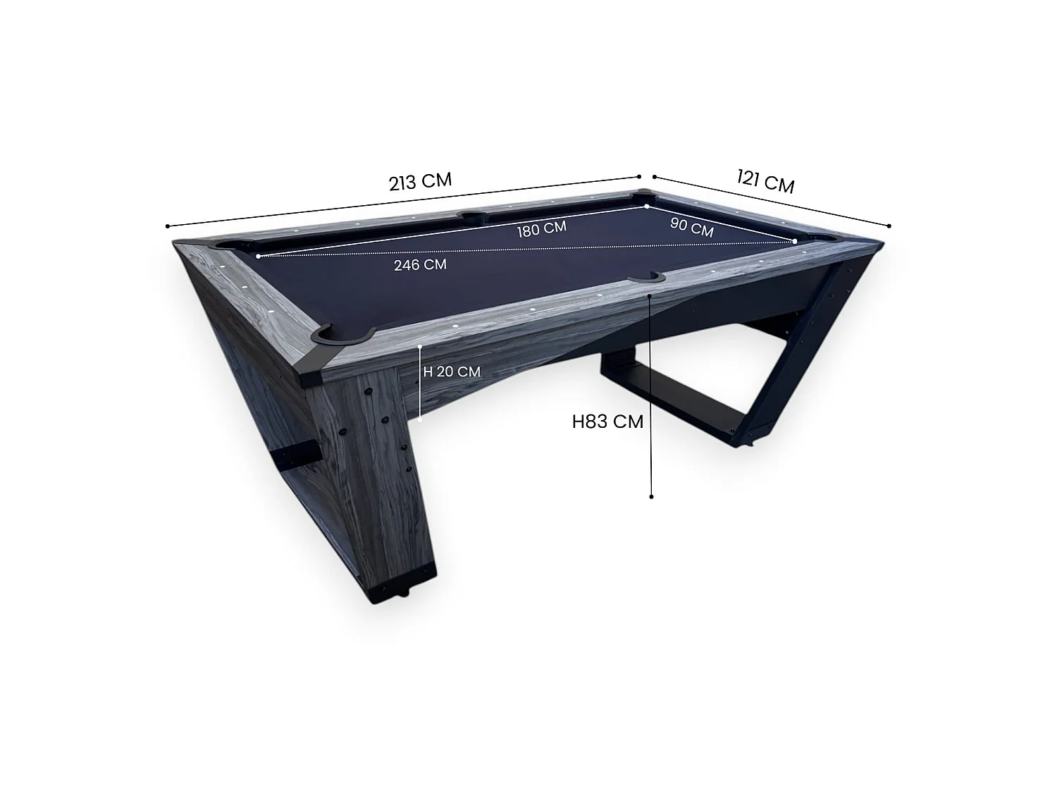 7FT Pool Table Black Modern Professional Billiard – Neptune