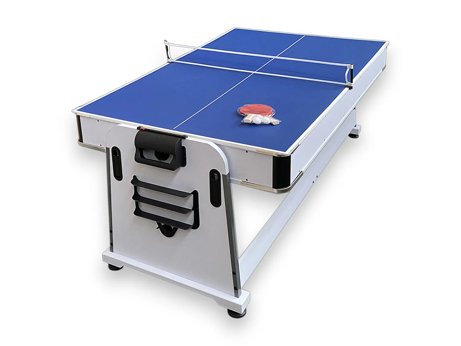7FT 4-in-1 Dining Pool Table – Green Cloth – Air Hockey & Ping Pong – Mattew White