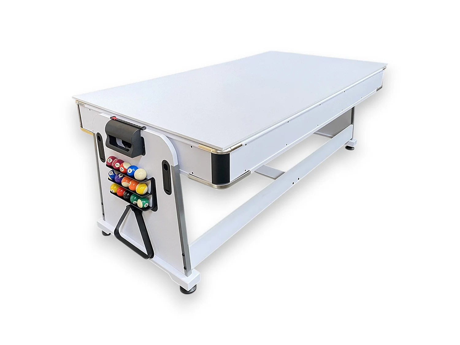 7FT 4-in-1 Dining Pool Table – Blue Cloth – Air Hockey & Ping Pong – Mattew White