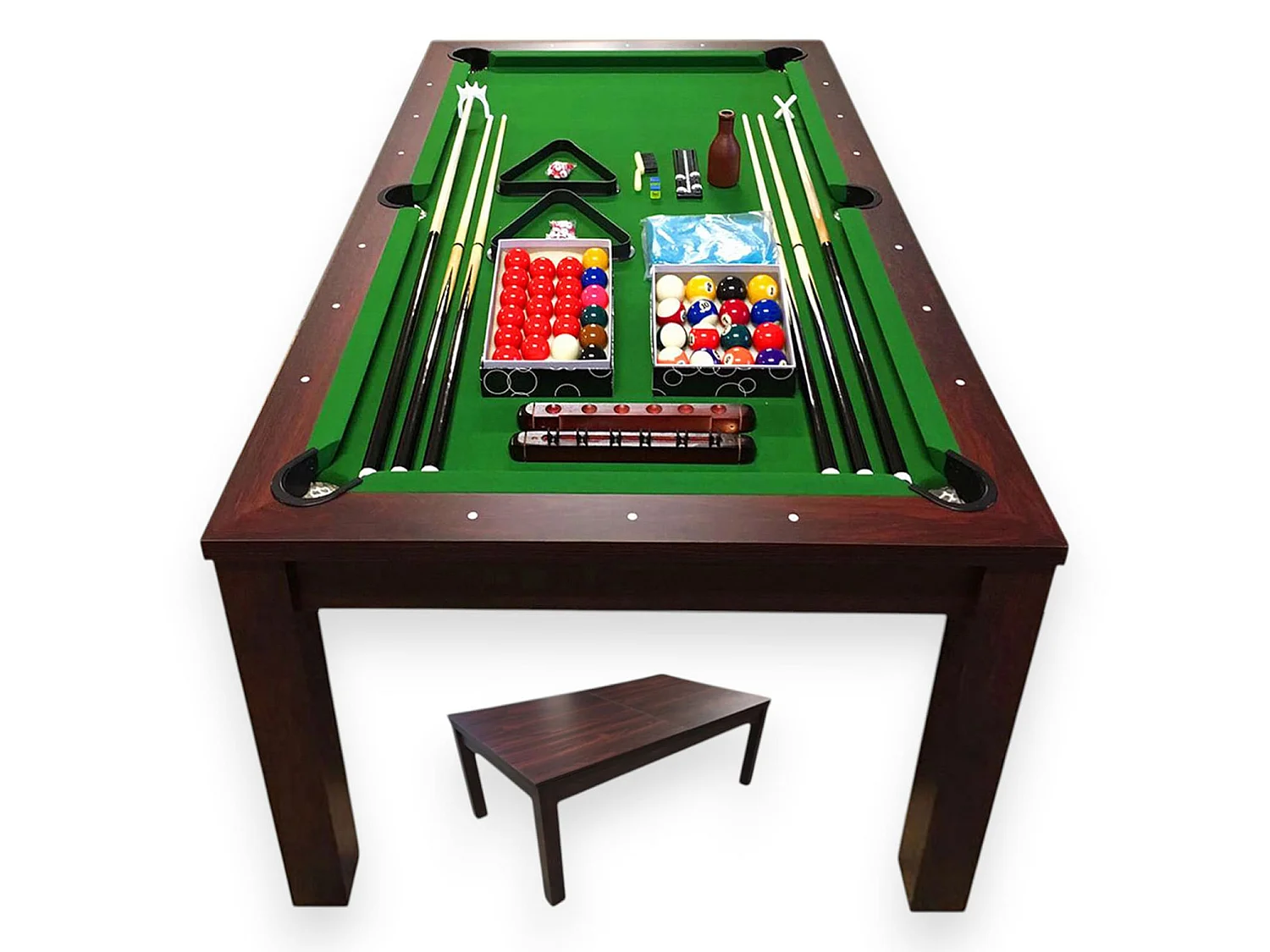 7FT Dining Pool Table 2-in-1 Convertible Billiard Table – Green Star