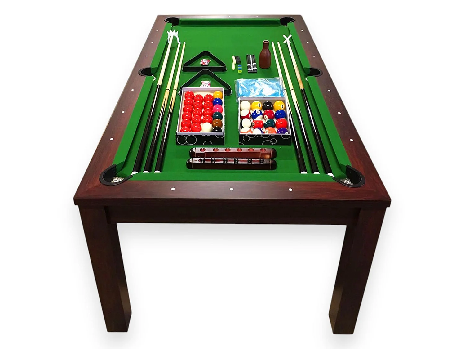 7FT Dining Pool Table 2-in-1 Convertible Billiard Table – Green Star