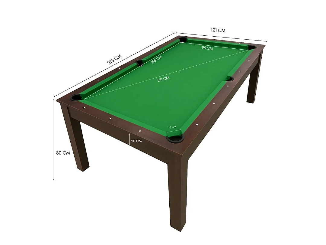 7FT Dining Pool Table 2-in-1 Convertible Billiard Table – Green Star