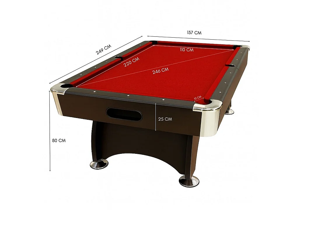 8FT Pool Table Premium Billiard Full Accessories – Vintage Red