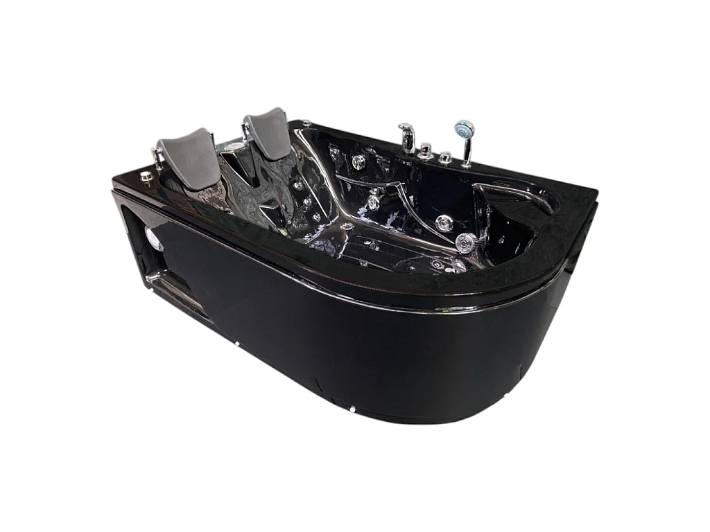 Black Whirlpool Bath 170x115cm for 2 Persons Luxury Jetted Tub – Black Havana