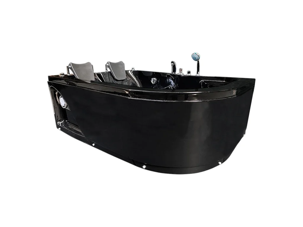 Black Whirlpool Bath 170x115cm for 2 Persons Luxury Jetted Tub – Black Havana
