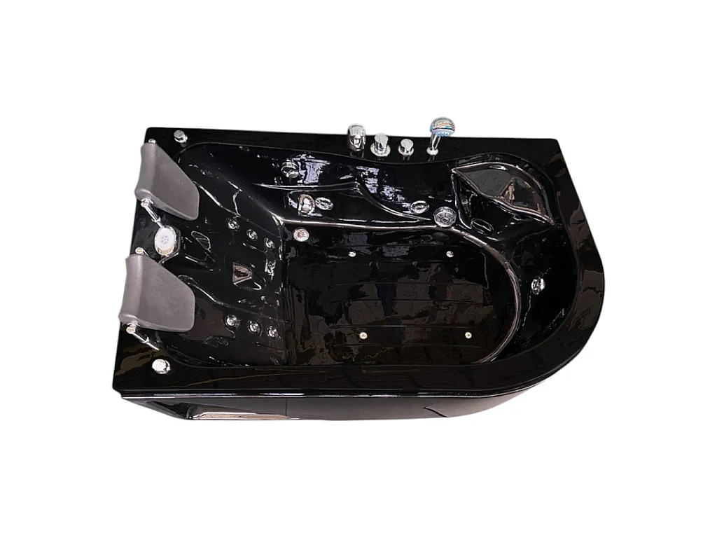 Black Whirlpool Bath 170x115cm for 2 Persons Luxury Jetted Tub – Black Havana