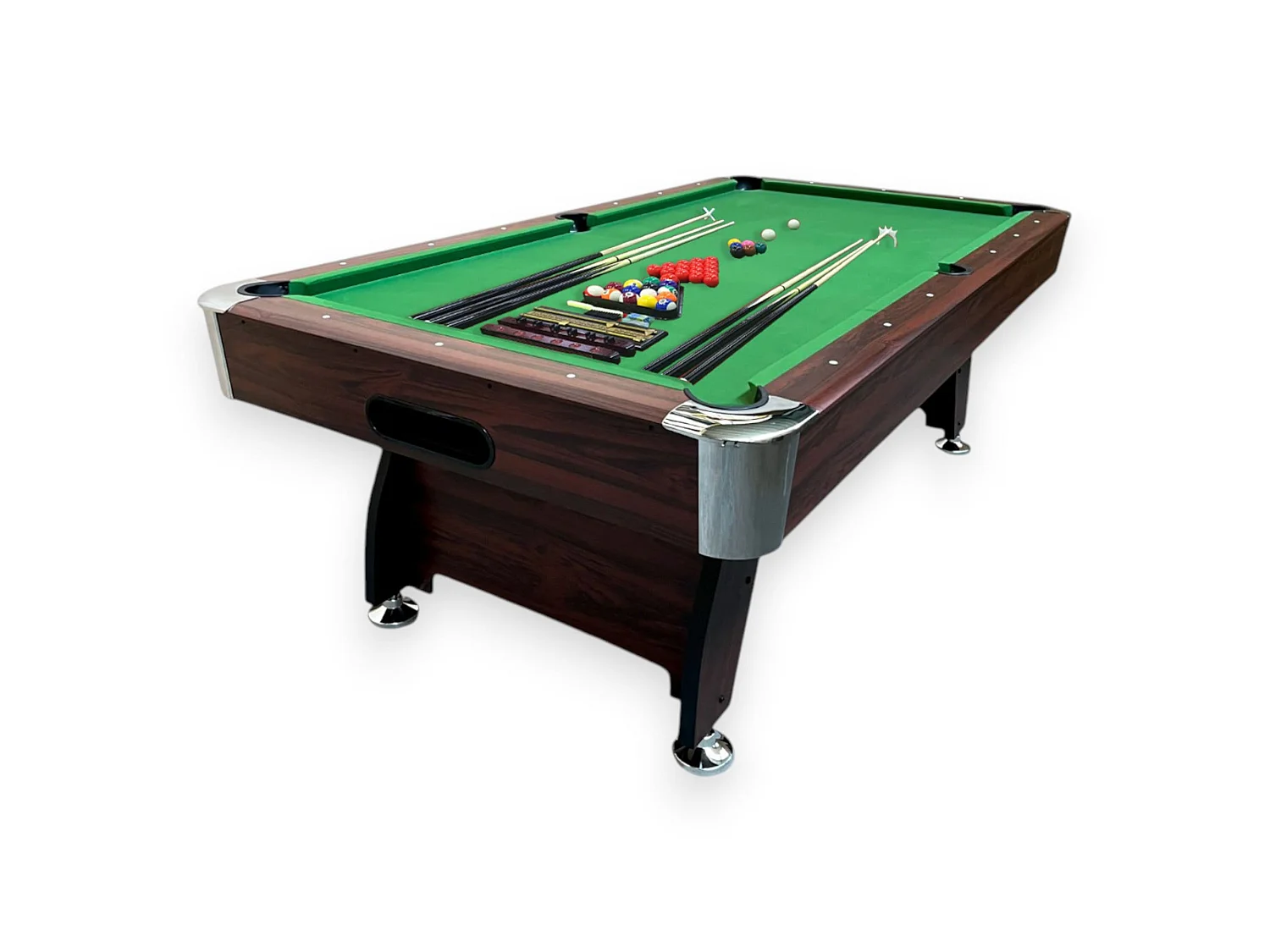 8FT Pool Table with Storage Benches & Ball Return – Vintage Green