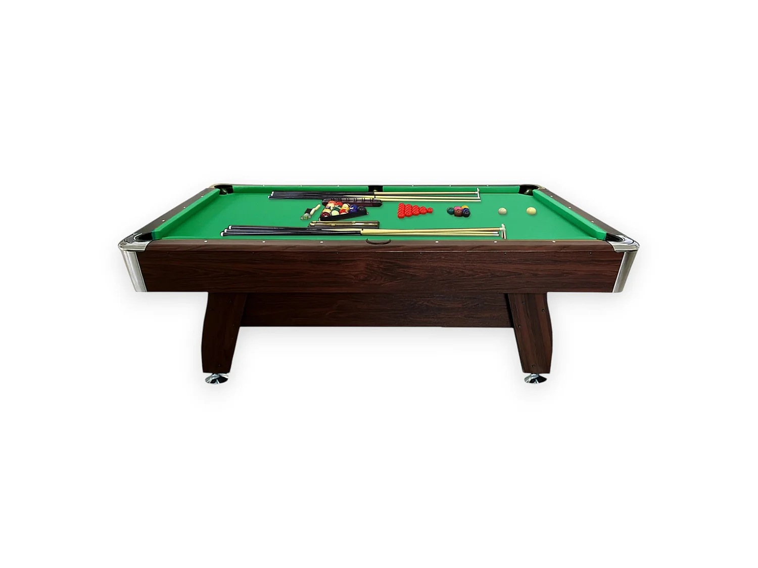 8FT Pool Table with Storage Benches & Ball Return – Vintage Green