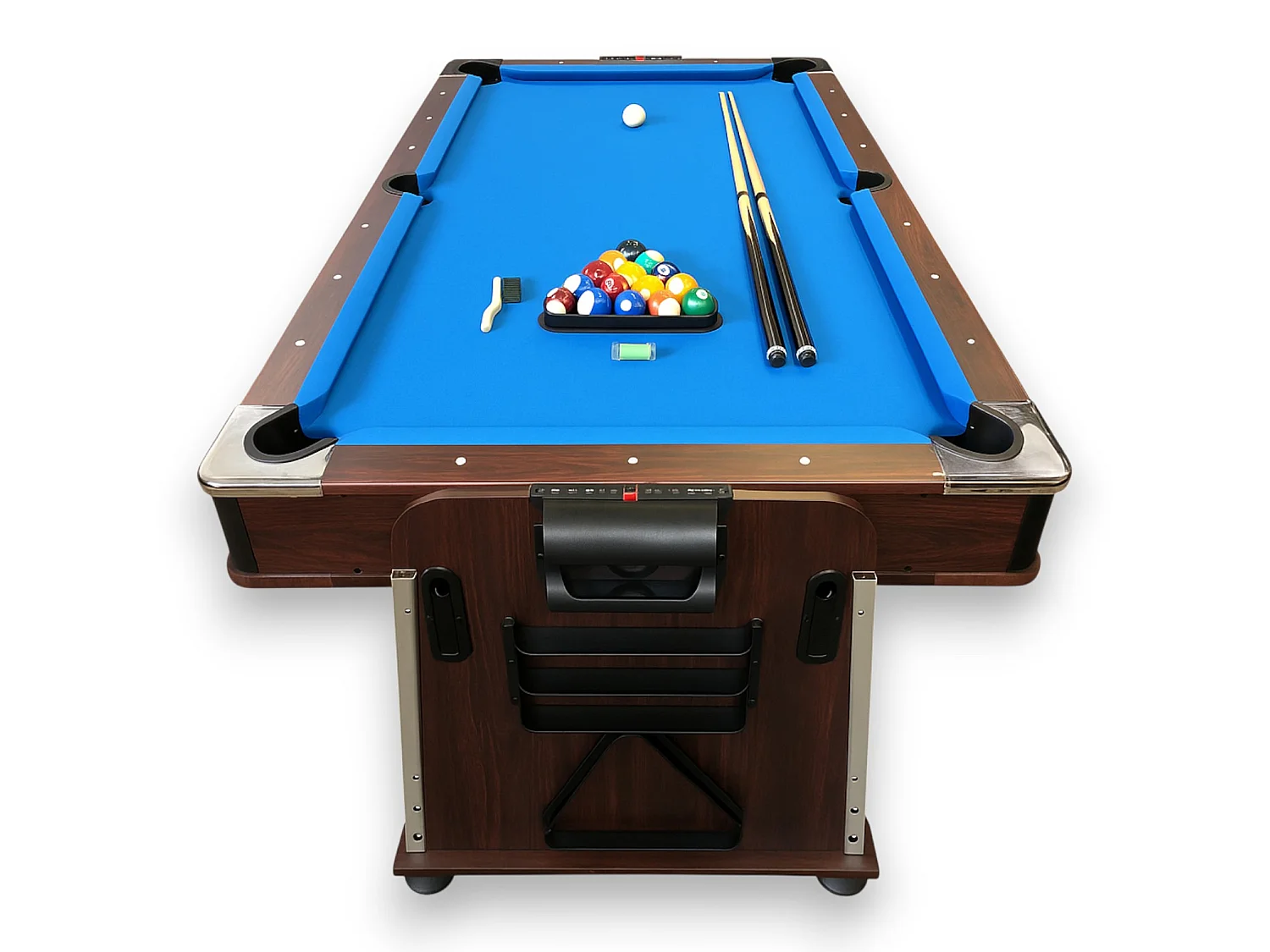7FT 4-in-1 Dining Pool Table – Blue Cloth – Air Hockey & Ping Pong – Mattew