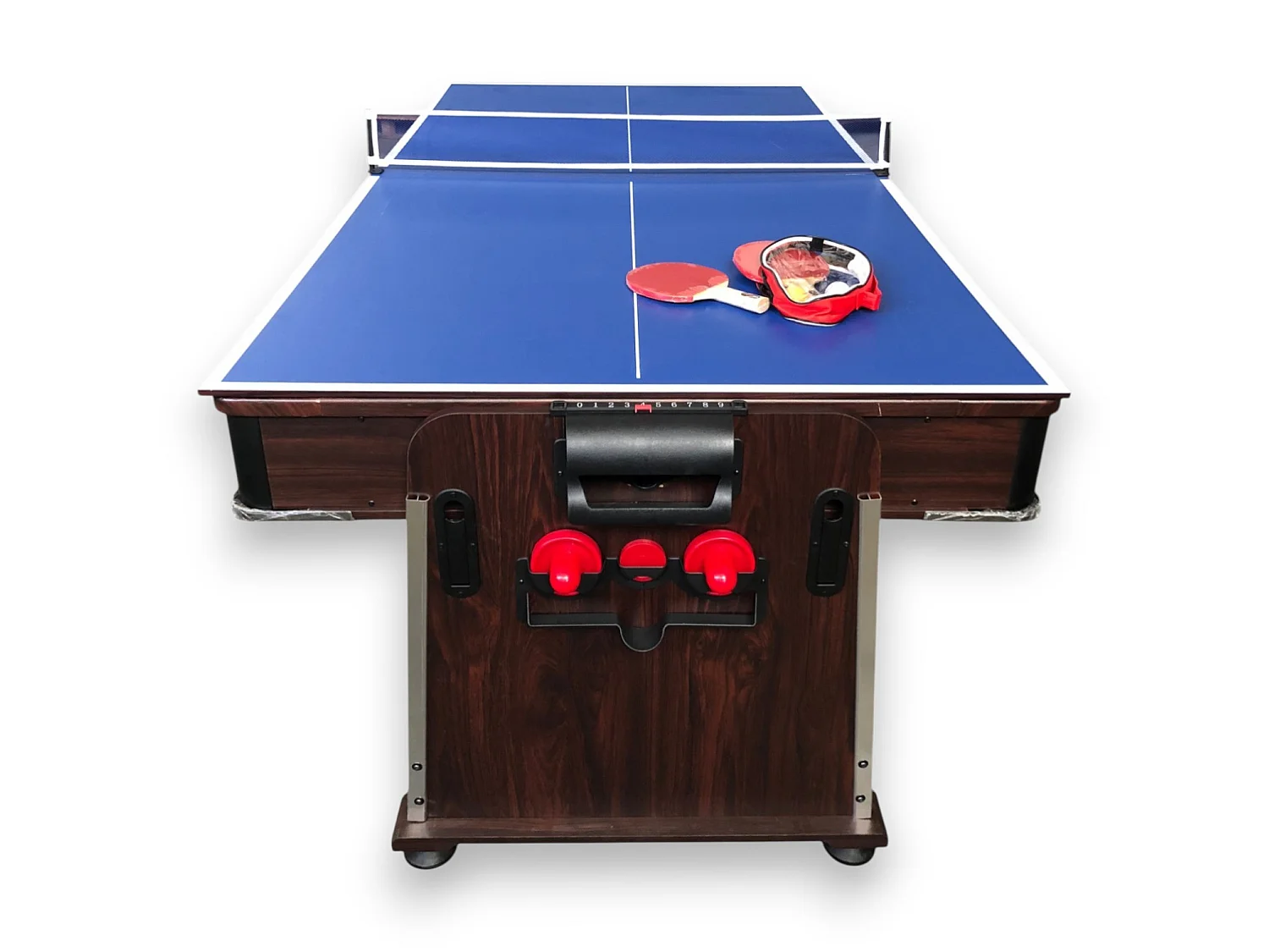 7FT 4-in-1 Dining Pool Table – Blue Cloth – Air Hockey & Ping Pong – Mattew