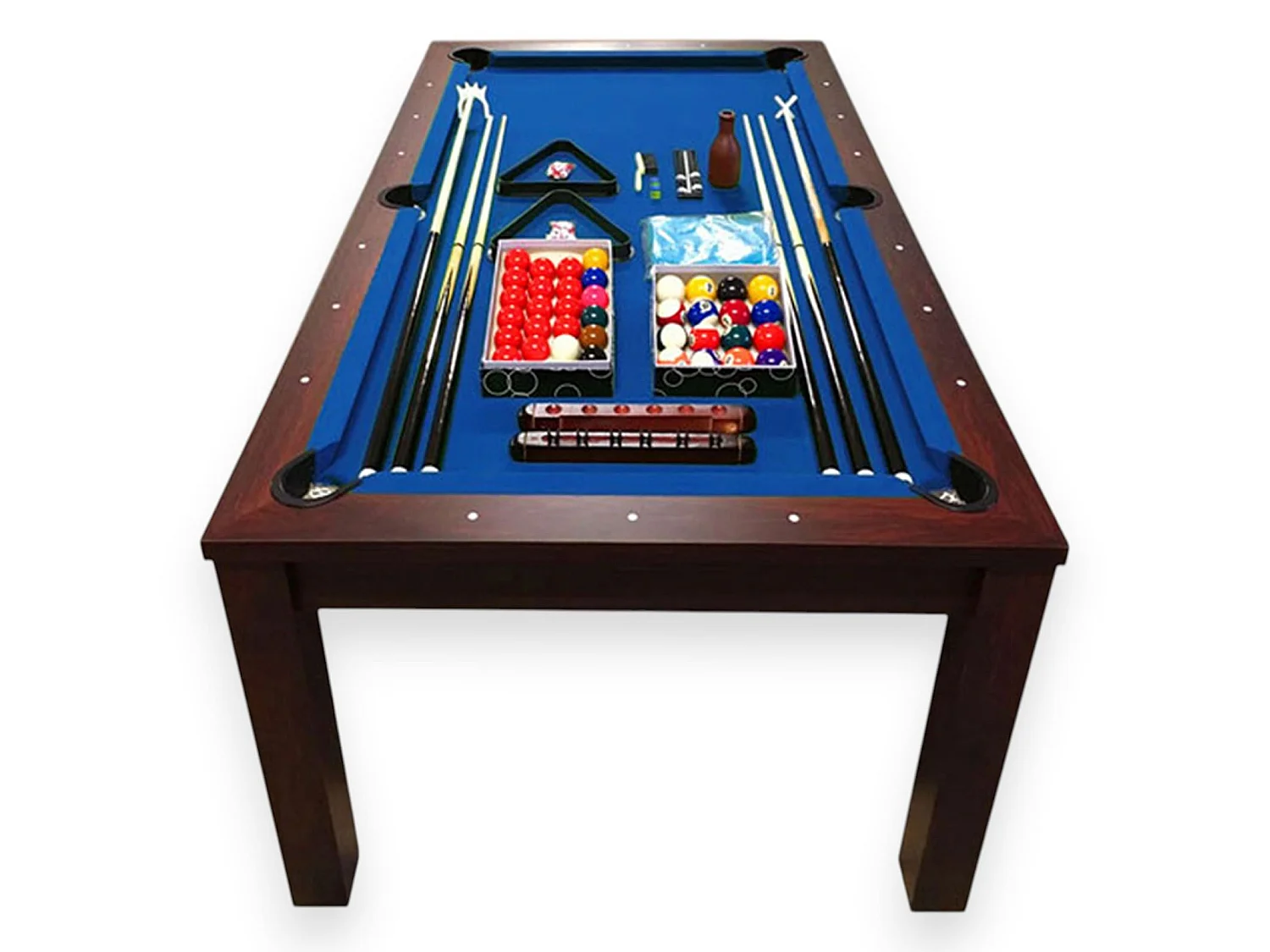 7FT Dining Pool Table 2-in-1 Convertible Billiard Table – Blue Sky