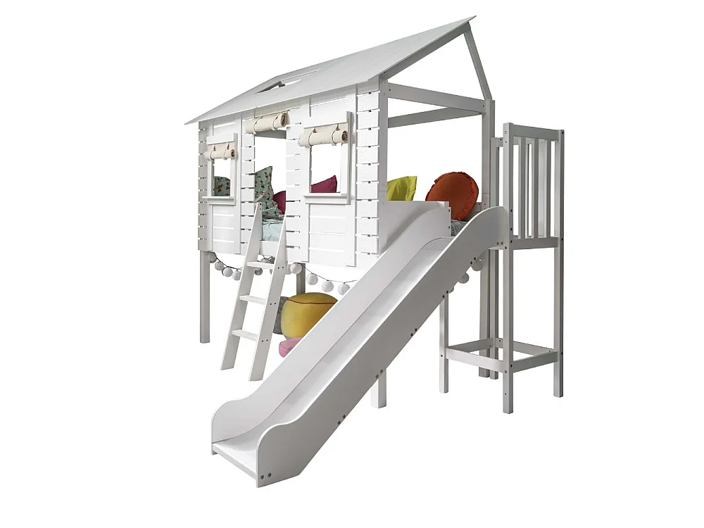 Noa & Nani Christopher Treehouse Midsleeper Bed with Slide in White