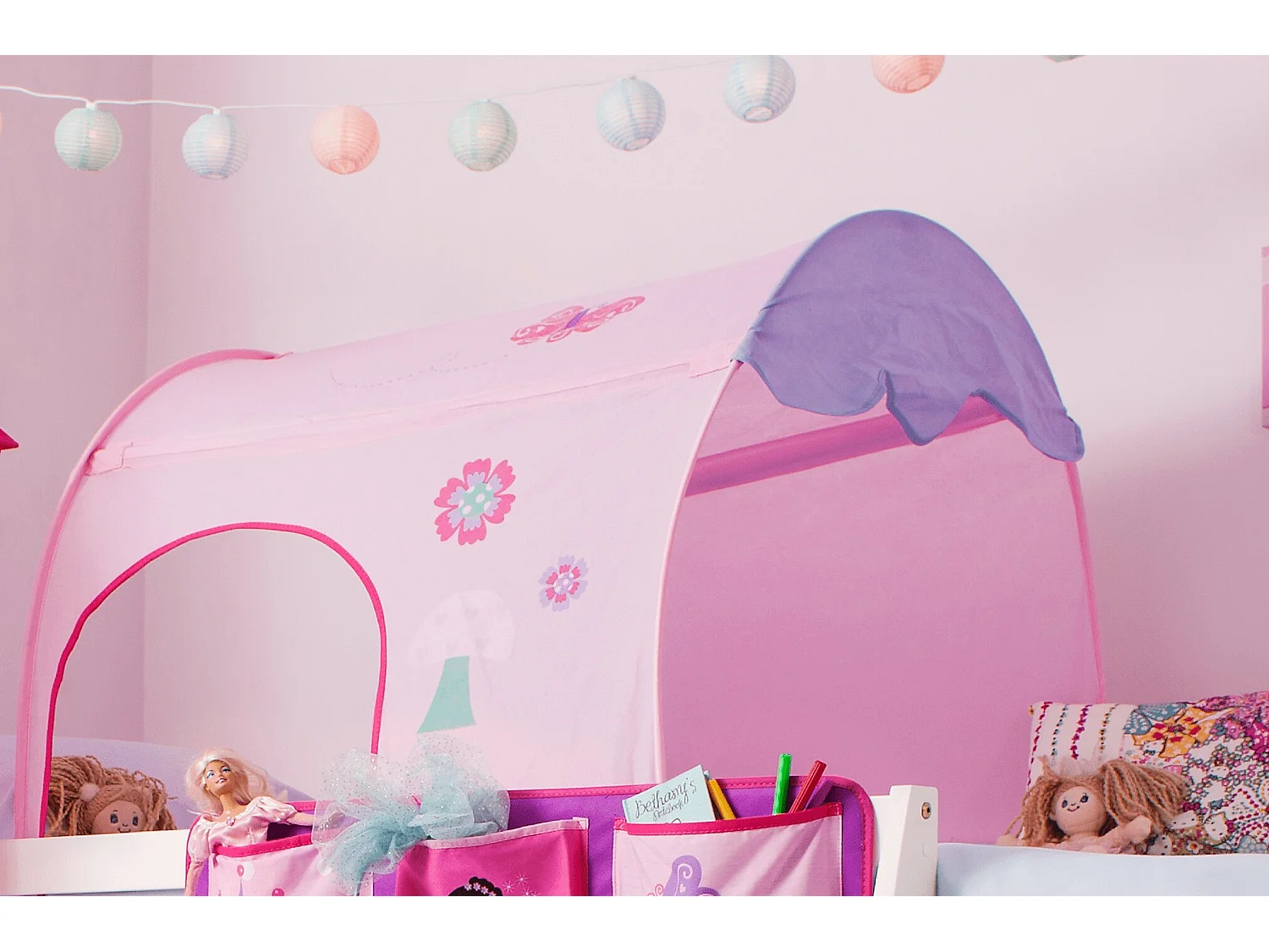 Noa & Nani Tuva Cabin Bed Low with Bunk Underbed Slide & Fairies Package in White