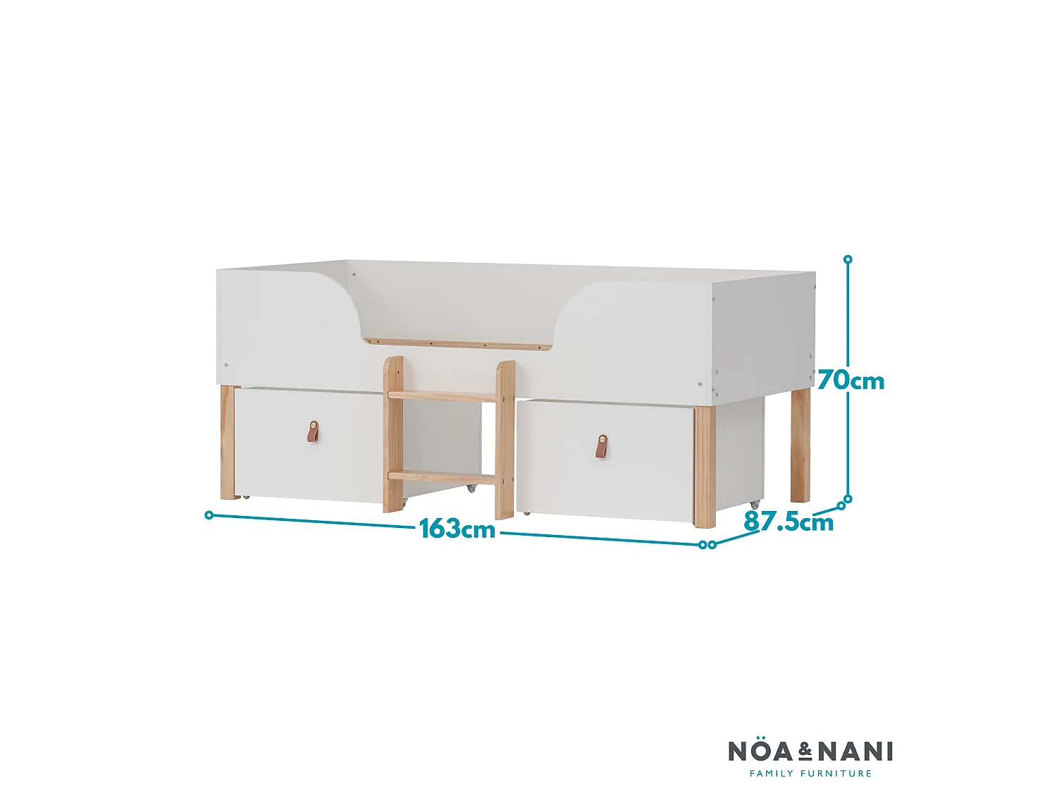 Noa & Nani Arvid Shorty Cabin Bed Captains Low Midsleeper with Storage in Classic White