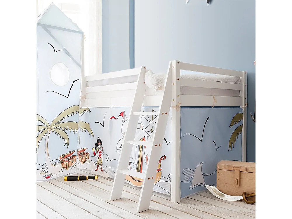 Noa & Nani Moro Cabin Bed Midsleeper with Slide & Pirate Pete Package in White