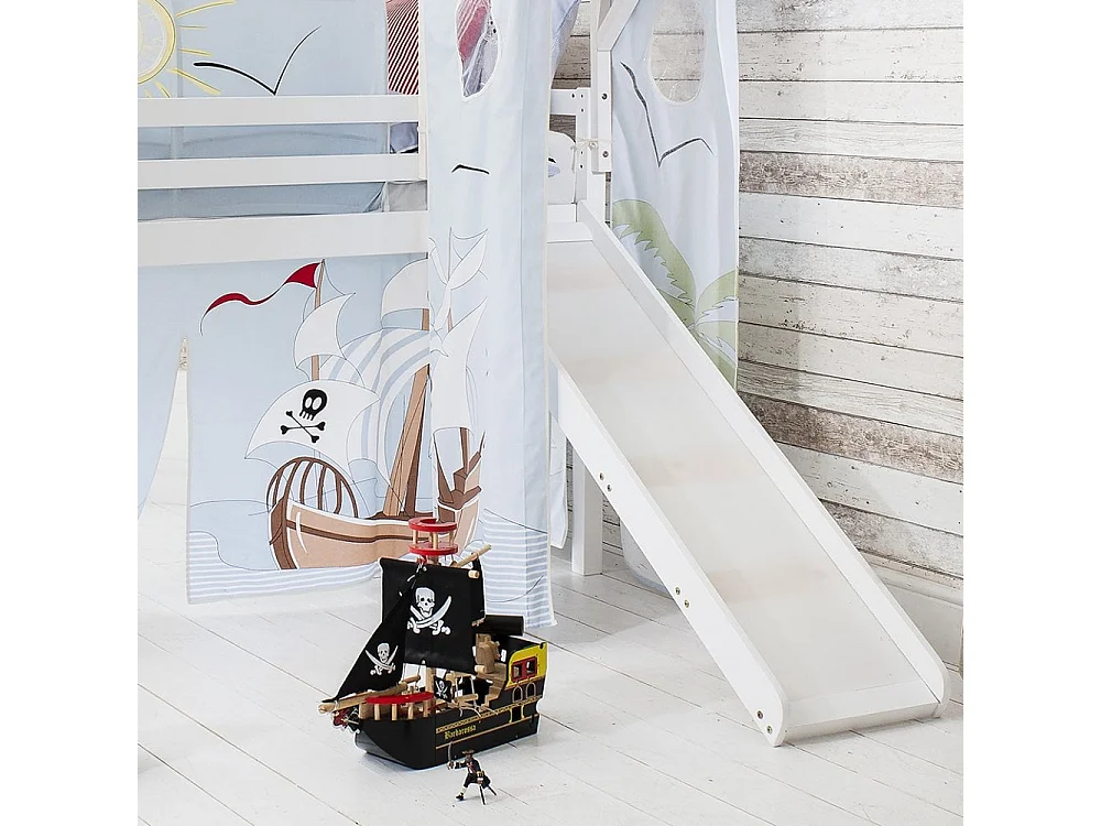 Noa & Nani Moro Cabin Bed Midsleeper with Slide & Pirate Pete Package in White