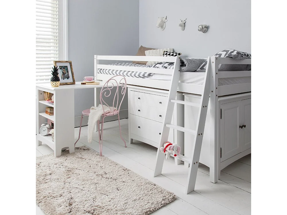 Noa & Nani Moro Sleepstation with Chest of Drawers, Cabinet & Desk in White