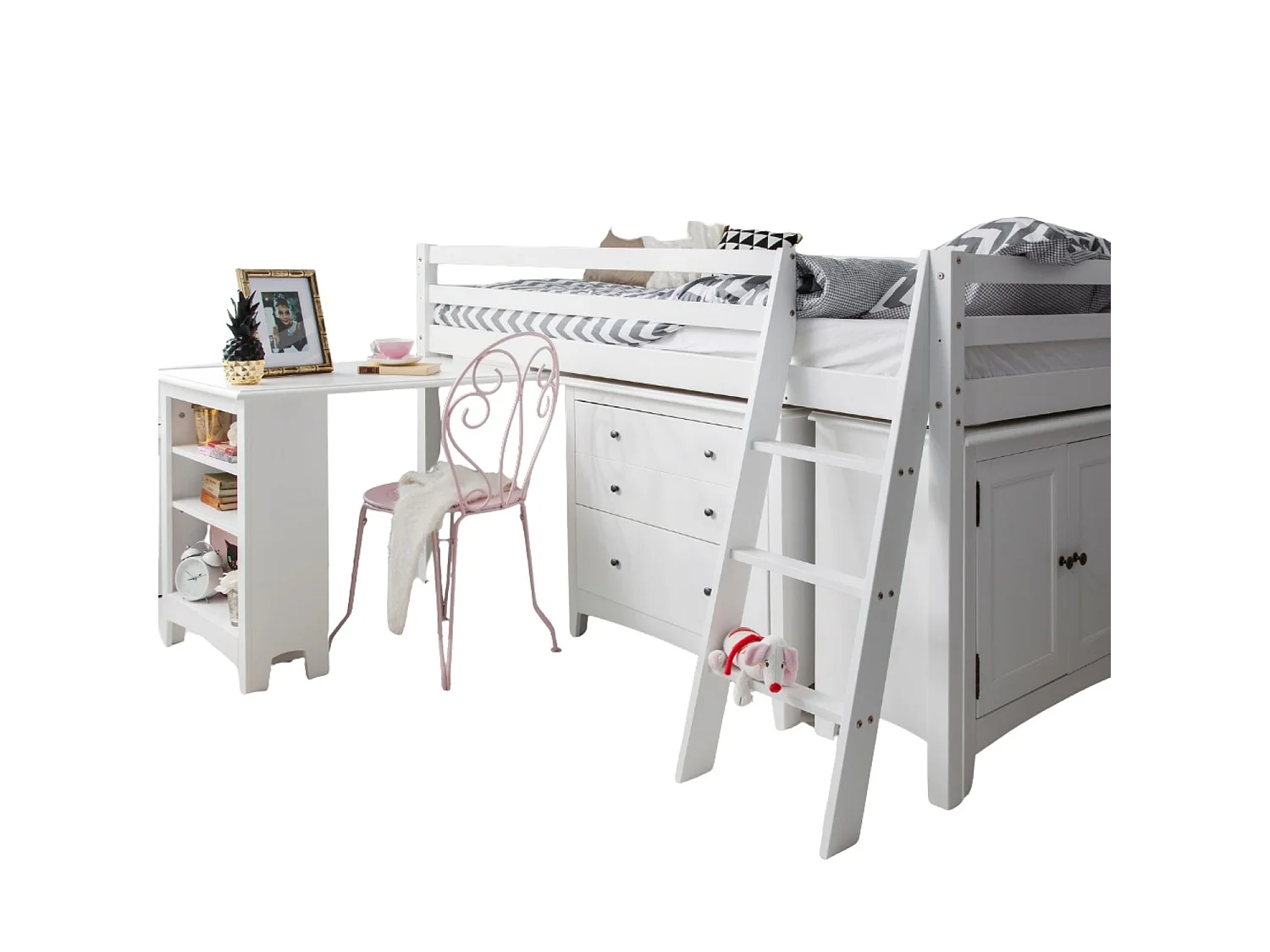 Noa & Nani Moro Sleepstation with Chest of Drawers, Cabinet & Desk in White