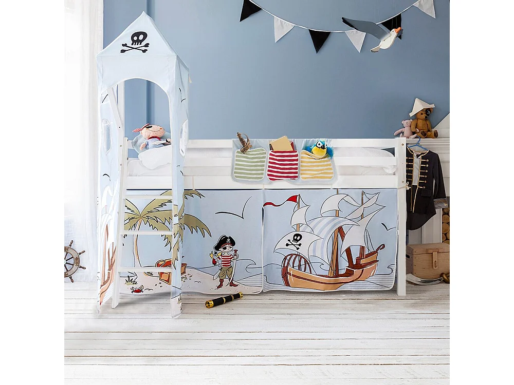 Noa & Nani Moro Cabin Bed Midsleeper with Pirate Pete Package in White