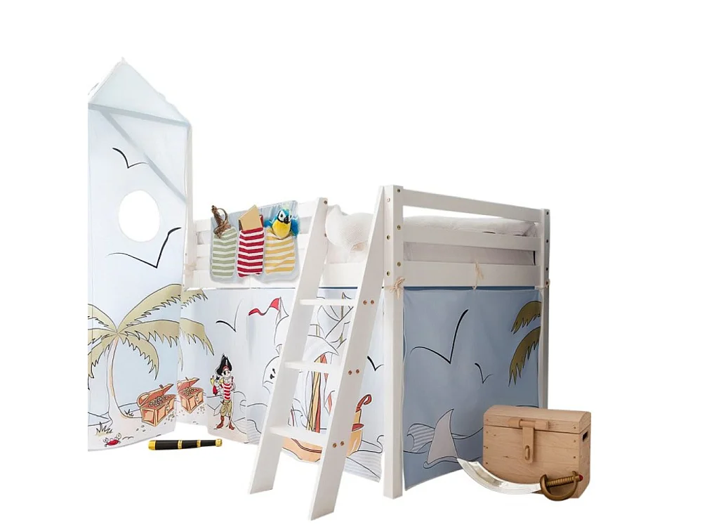 Noa & Nani Moro Cabin Bed Midsleeper with Pirate Pete Package in White