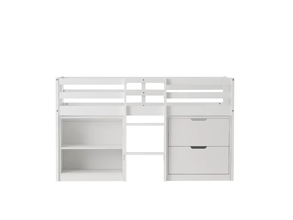 Jens Shorty Cabin Bed Low Midsleeper with Storage in Classic White