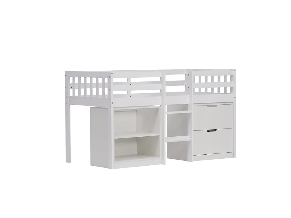 Jens Shorty Cabin Bed Low Midsleeper with Storage in Classic White