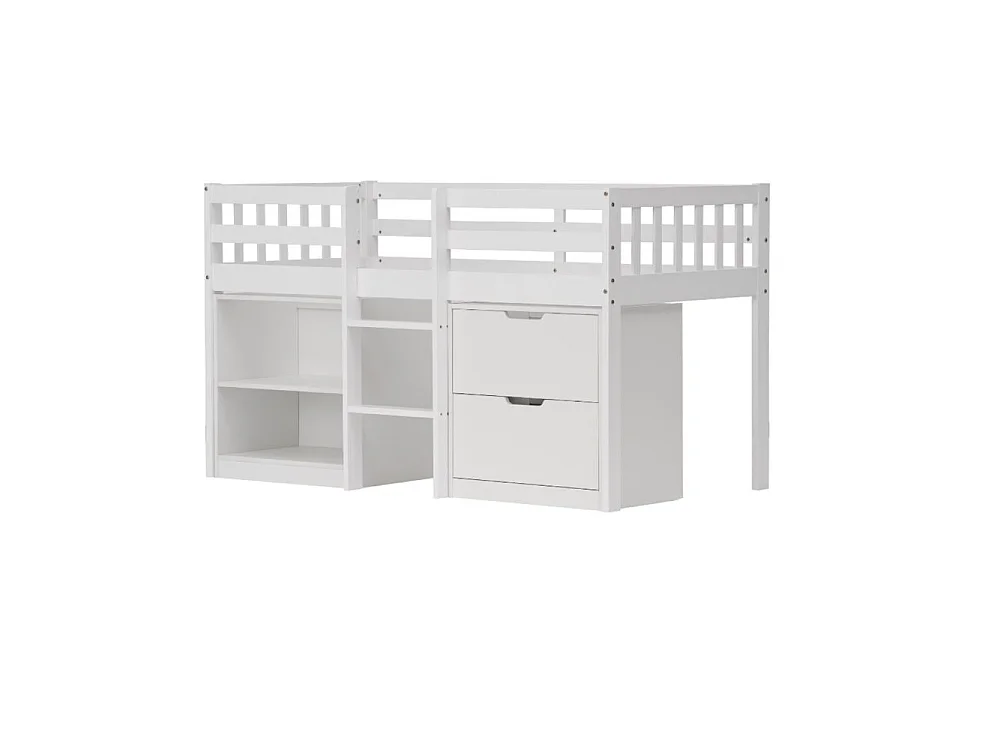 Noa & Nani Mira Sleepstation Cabin Bed Low Midsleeper with Storage in Classic White