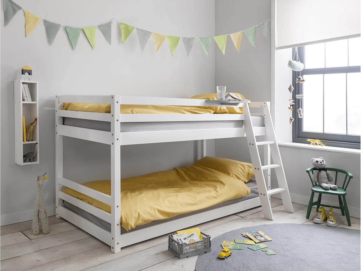 Noa & Nani Hilda Low Cabin Bed with Bunk Underbed and Play Area in White