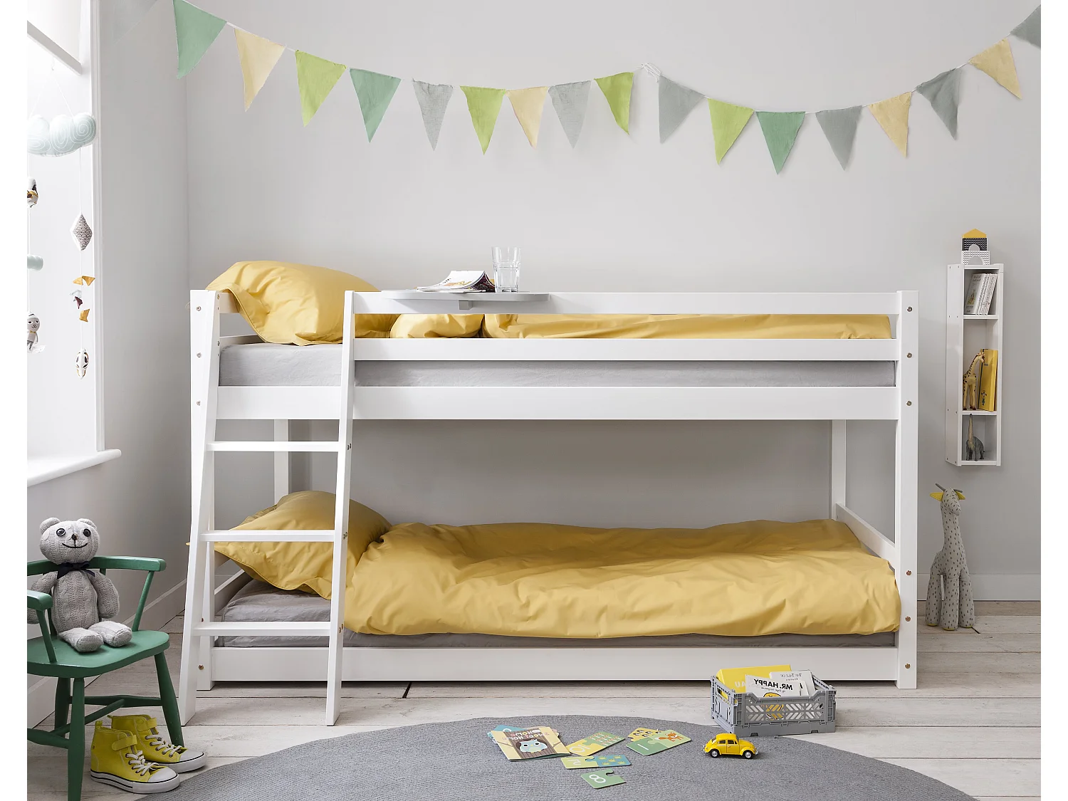 Noa & Nani Hilda Low Cabin Bed with Bunk Underbed and Play Area in White