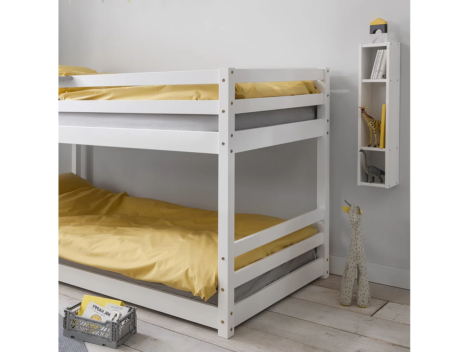 Noa & Nani Hilda Low Cabin Bed with Bunk Underbed and Play Area in White