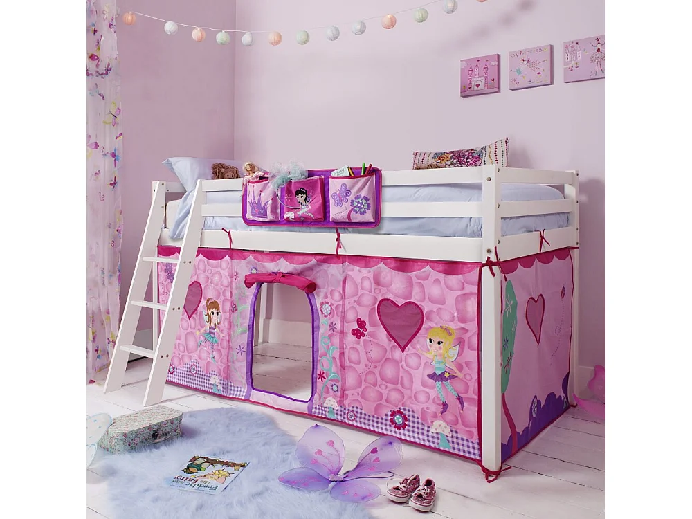 Noa & Nani Moro Cabin Bed Midsleeper with Fairies Tent in White
