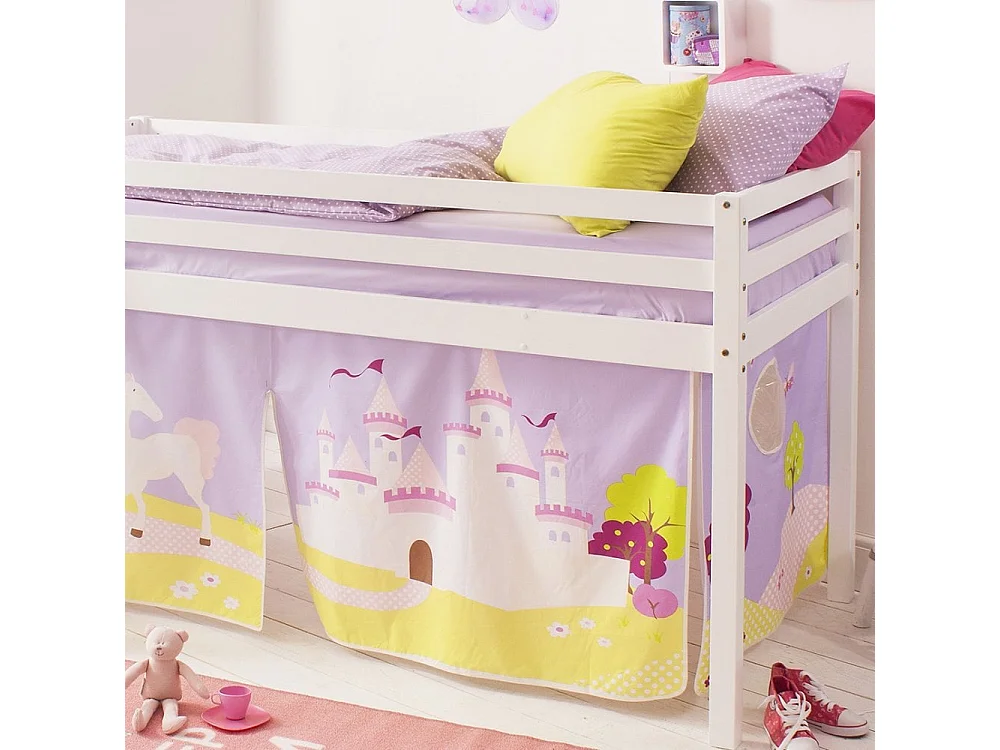Noa & Nani Moro Cabin Bed with Ladder and Tent in Princess Fairytale Design in White