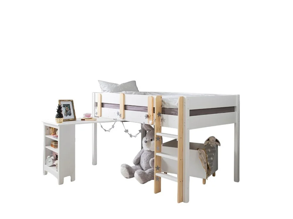 Noa & Nani Una Midsleeper Cabin Bed with Moro Desk in White