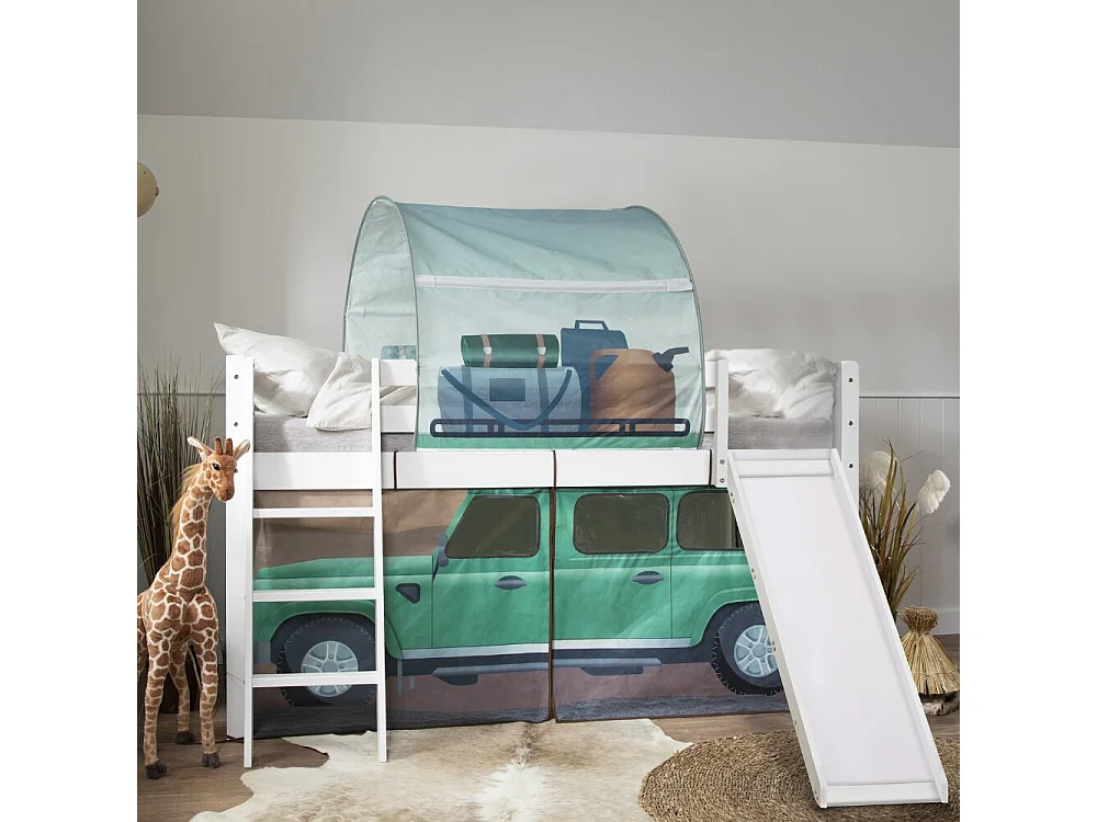 Noa & Nani Moro Cabin Bed Midsleeper with Slide & Safari Overland Off Road Package in White