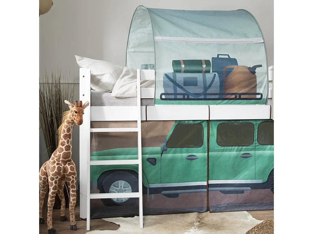 Noa & Nani Moro Cabin Bed Midsleeper with Slide & Safari Overland Off Road Package in White